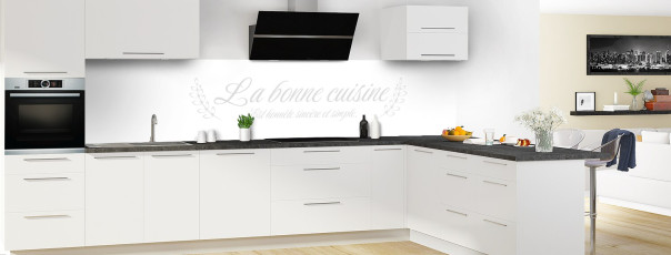 Crédence de cuisine La cuisine est un art couleur Blanc panoramique en perspective