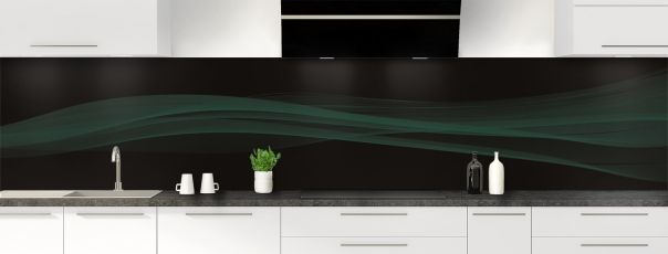 Crédence de cuisine Lignes design couleur Vert avocat panoramique motif inversé