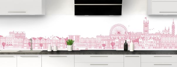 Crédence de cuisine Londres couleur Saphir rose panoramique motif inversé