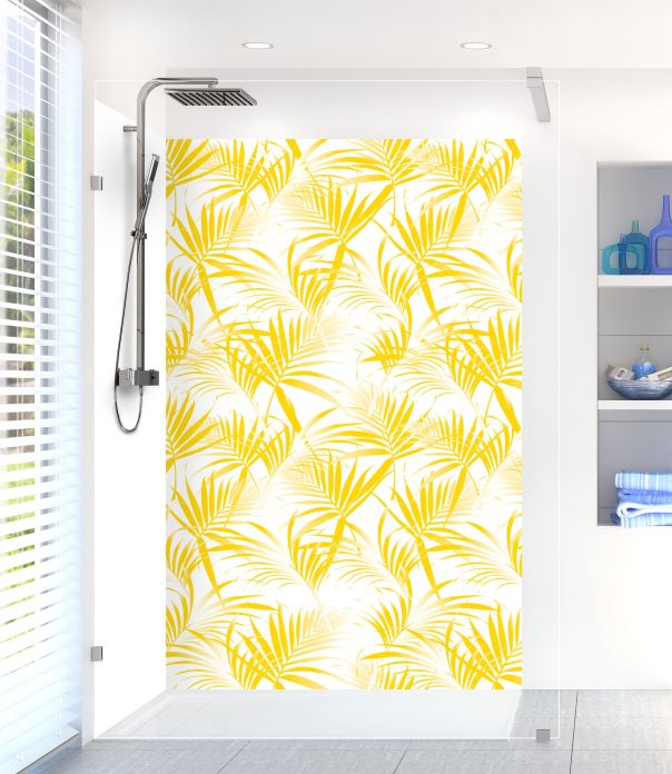 Panneau de douche Feuilles tropicales couleur Mimosa