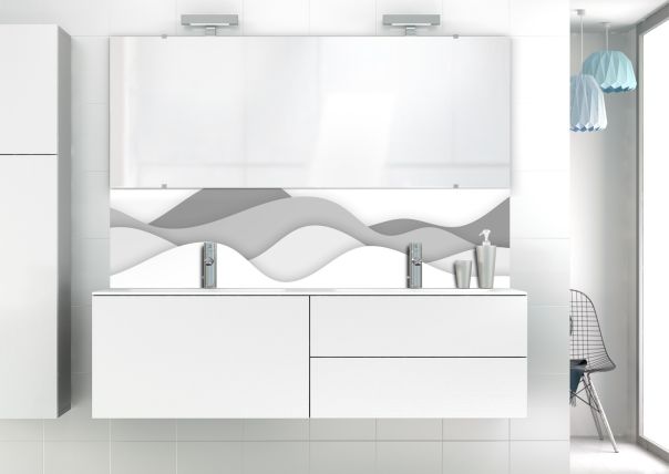 Déco de lavabo abstraite originale avec vagues en camaieu de couleurs, décliné en 23 couleurs tendances