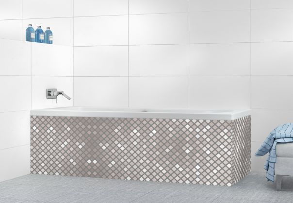 Panneau tablier de bain Diamants brillants couleur Gris pierre motif inversé