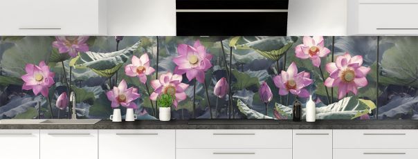 Crédence de cuisine Fleur de lotus panoramique motif inversé