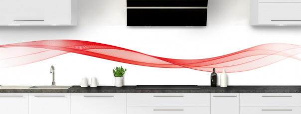 Crédence de cuisine Vague graphique couleur rouge vif panoramique