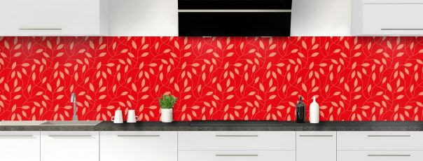 Crédence de cuisine Rideau de feuilles couleur Rouge vermillon panoramique