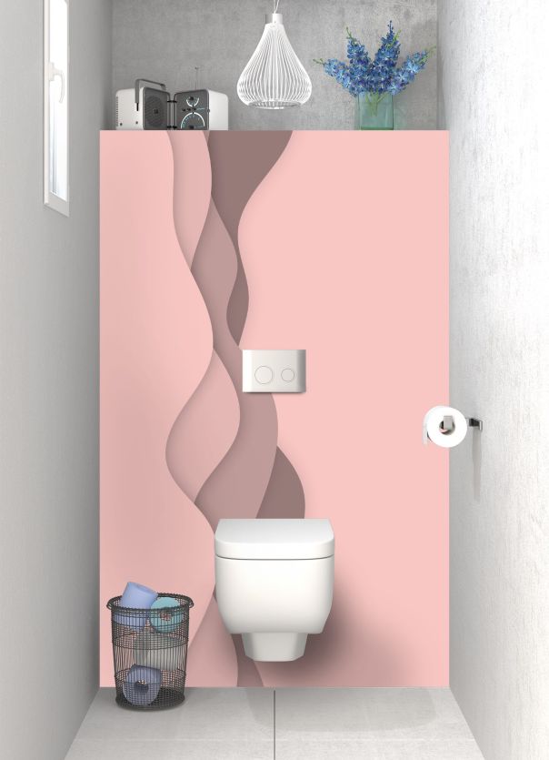 Panneau WC Vagues couleur Quartz rose motif inversé