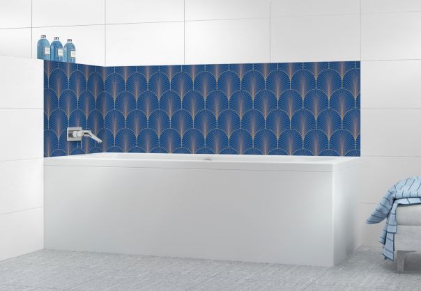 Panneau de bain Seigaihas doré couleur Bleu électrique