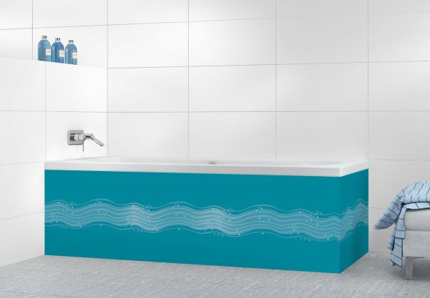 Panneau tablier de bain Vagues design couleur Bleu paon