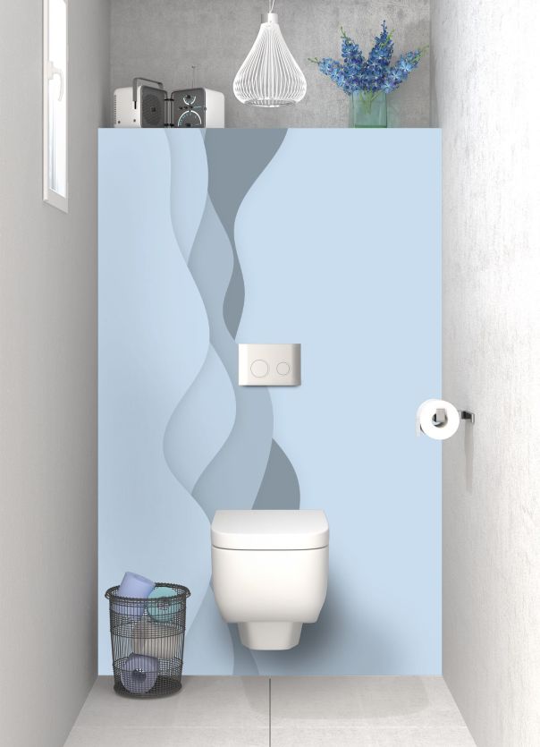 Panneau WC Vagues couleur Bleu dragée motif inversé