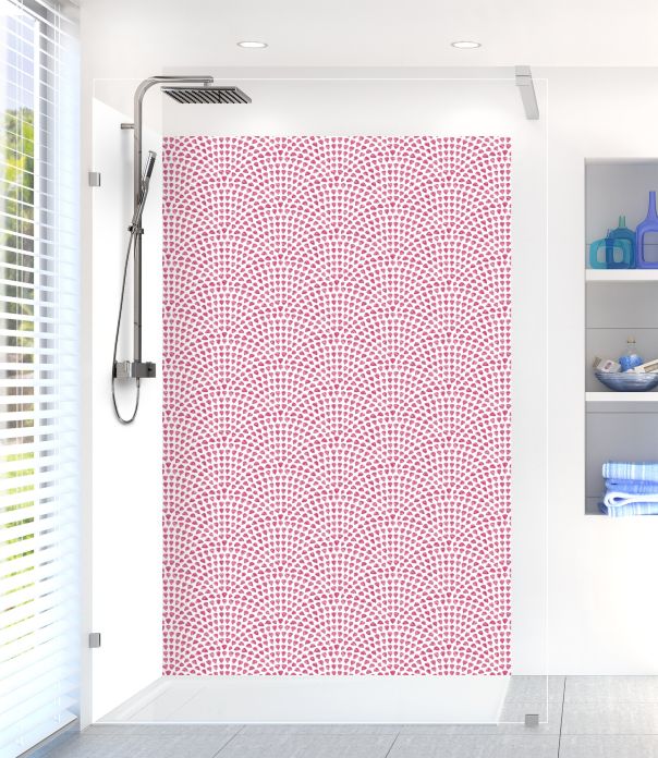 Panneau de douche Mosaïque petits cœurs couleur Saphir rose