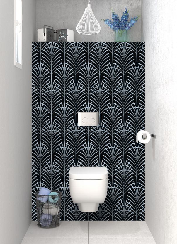 Panneau WC Feuilles de palme couleur Bleu dragée