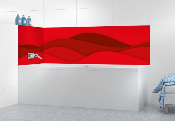 Panneau de bain Vagues couleur Rouge vermillon motif inversé
