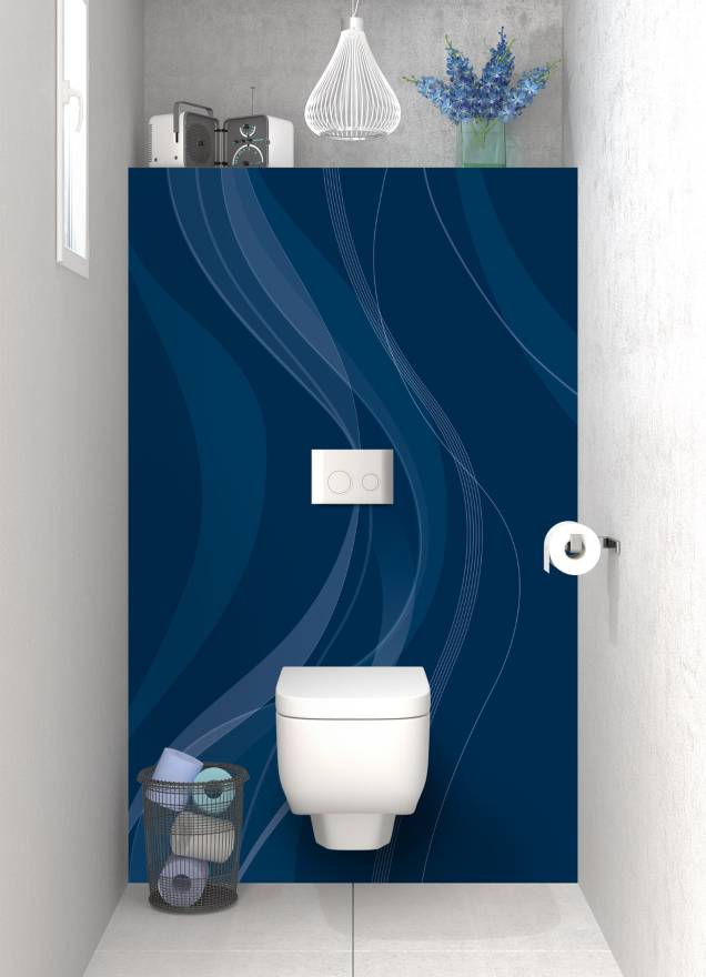 Panneaux déco toilettes bleus sur-mesure, C-macrédence