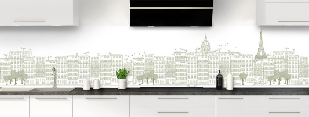 Crédence de cuisine La rue couleur Vert sauge panoramique motif inversé