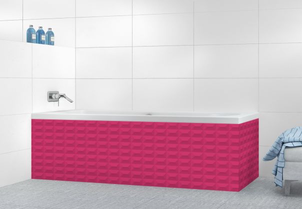 Panneau tablier de bain Briques en relief couleur Saphir rose