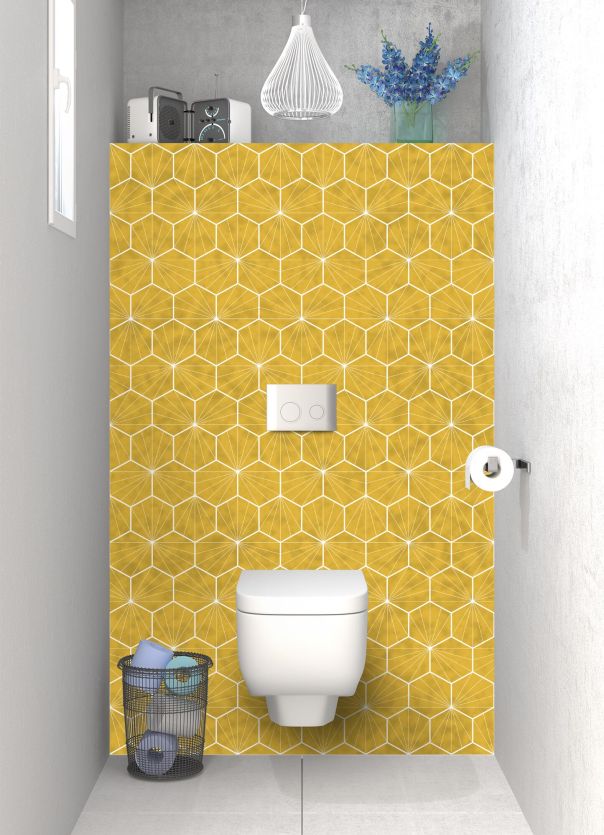 Panneau WC Carreaux de ciment hexagonaux couleur Curcuma