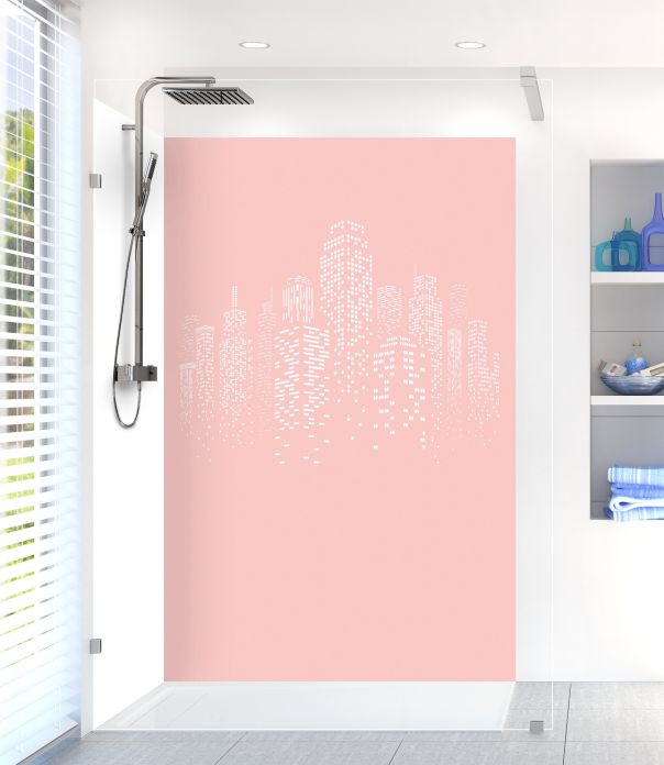 Panneau de douche Gratte-ciels couleur Quartz rose motif inversé