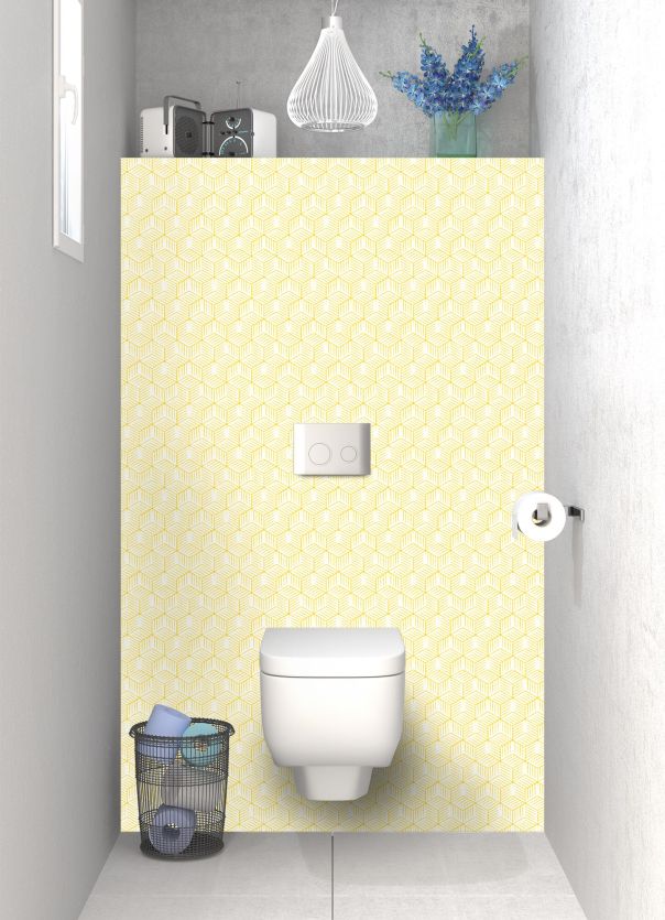 Panneau WC Cubes rayés  couleur Mimosa