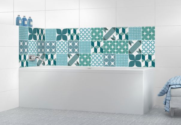 Panneau de bain Carreaux de ciment patchwork Vert