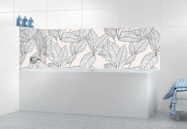 Panneau de bain Feuilles au trait motif inversé