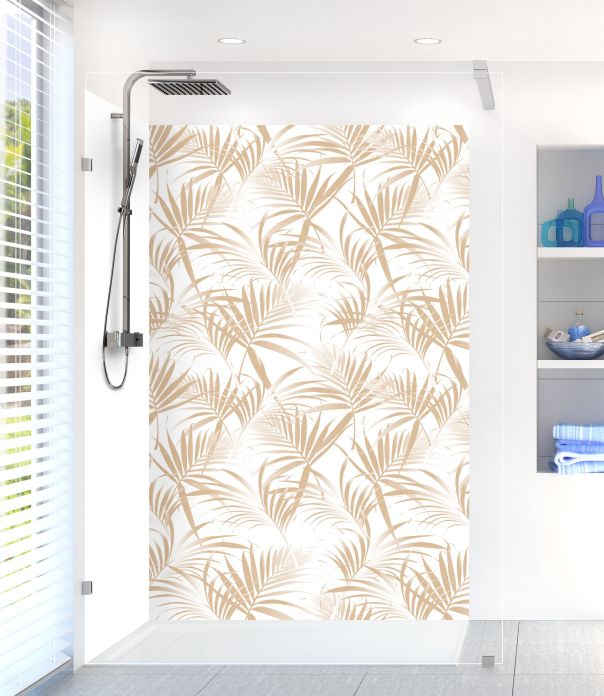 Panneau de douche Feuilles tropicales couleur Coquille d'oeuf