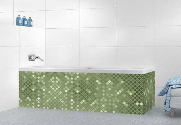 Panneau tablier de bain Diamants brillants couleur Vert sauge