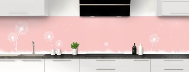 Crédence de cuisine Pissenlit au vent couleur Quartz rose panoramique