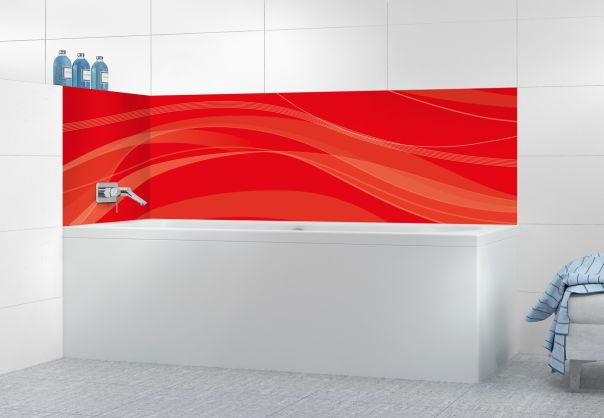 Panneau de bain Voilage couleur Rouge vermillon motif inversé