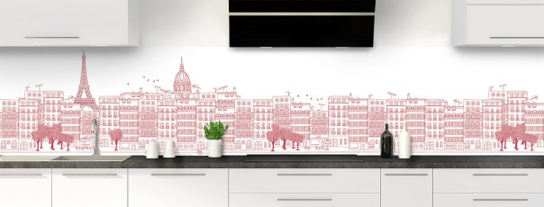 Crédence de cuisine La rue couleur Rose grenade panoramique