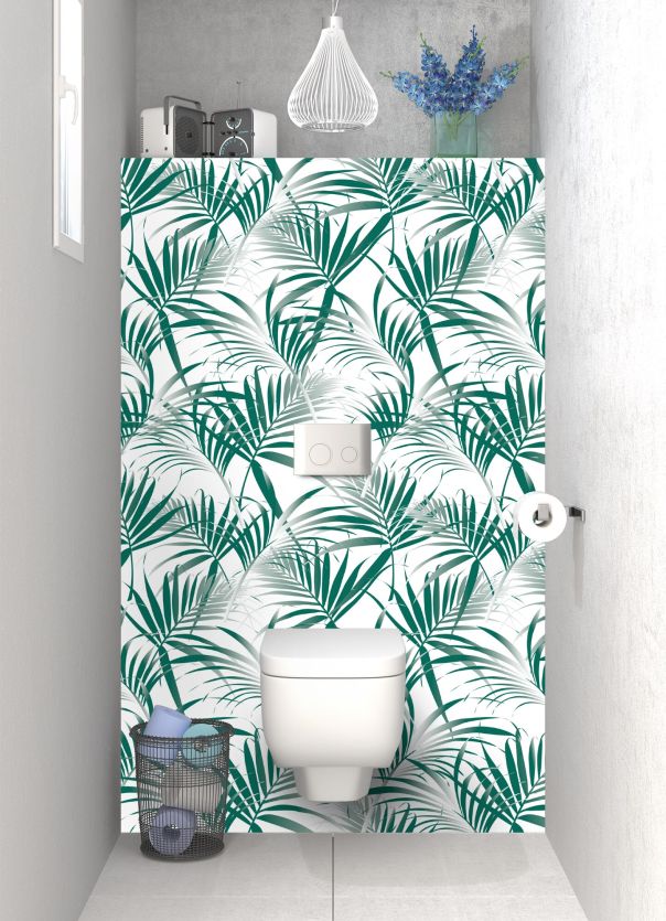 Panneau WC Feuilles tropicales couleur Vert jade