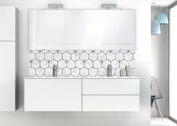 Panneau vasque Carreaux de ciment hexagonaux couleur Blanc