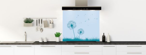Crédence de cuisine Pissenlit au vent couleur Bleu dragée fond de hotte