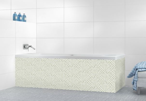 Panneau tablier de bain Mosaïque petits cœurs couleur Vert sauge