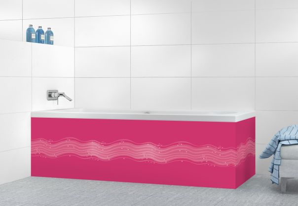 Panneau tablier de bain Vagues design couleur Saphir rose