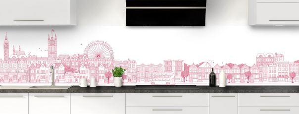 Crédence de cuisine Londres couleur Saphir rose panoramique