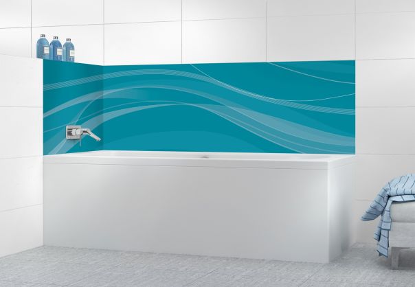 Panneau de bain Voilage couleur Bleu paon motif inversé