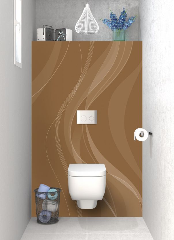 Panneau WC Voilage couleur Cannelle motif inversé