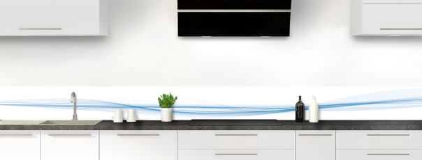 Crédence de cuisine Vaguelette couleur Bleu dragée frise motif inversé