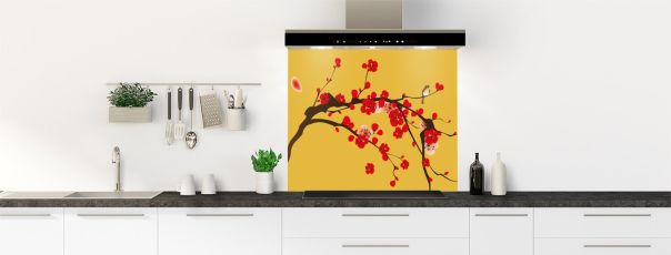 Crédence de cuisine Cerisier japonnais couleur Curcuma fond de hotte