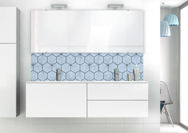 Panneau vasque Carreaux de ciment hexagonaux couleur Bleu dragée