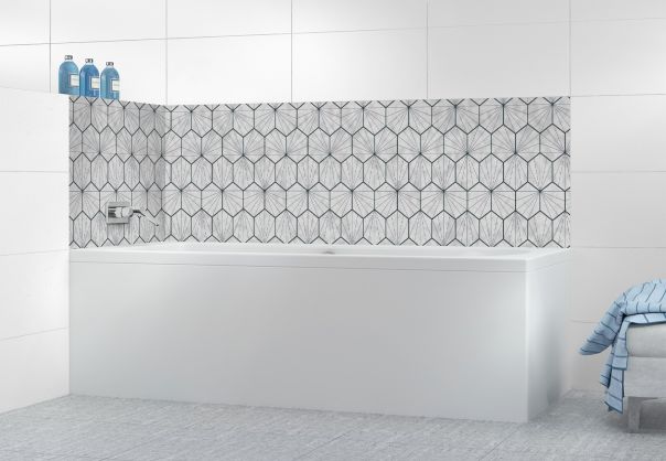 Panneau de bain Carreaux de ciment hexagonaux couleur Gris perle