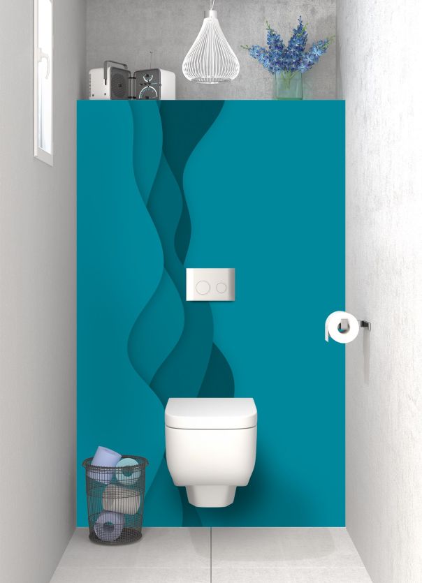Panneau WC Vagues couleur Bleu paon motif inversé