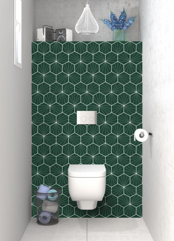 Panneau WC Carreaux de ciment hexagonaux couleur Vert avocat