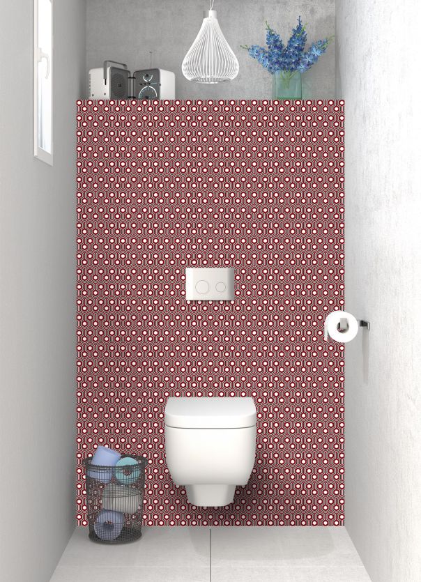 Panneau WC Hexagones  couleur Rouge grenat