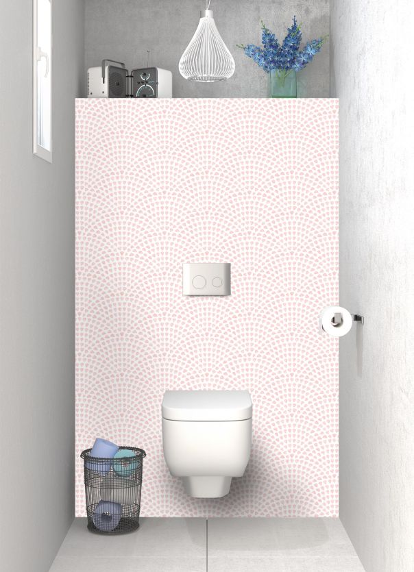Panneau WC Mosaïque petits cœurs couleur Quartz rose