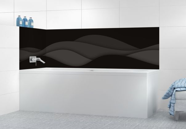 Panneau de bain Vagues couleur Noir motif inversé
