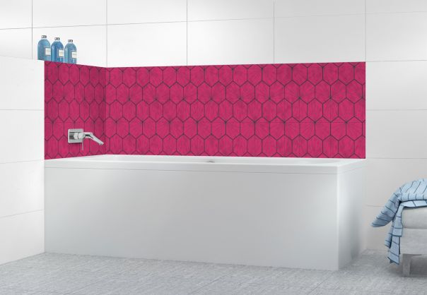 Panneau de bain Carreaux de ciment hexagonaux couleur Saphir rose