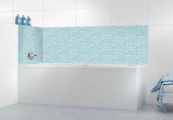 Panneau de bain Mosaïque petits cœurs couleur Bleu paon