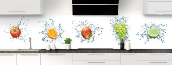 Crédence de cuisine Aqua et mix de fruits panoramique motif inversé