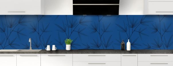 Crédence de cuisine Brindilles couleur Bleu électrique panoramique